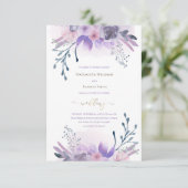 水彩紫色花卉 | 婚礼 招待状 (スタンド正面)