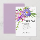 水彩紫色花卉, 感謝卡 招待状 (正面/裏面)