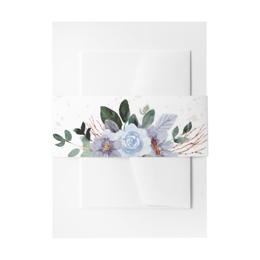 水彩紫色花卉 招待状ベリーバンド (正面例)