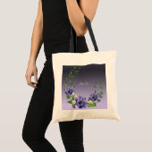 水彩紫色花朵托特包 トートバッグ (正面(商品))