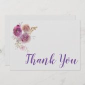 水彩紫色花 サンキューカード (正面/裏面)