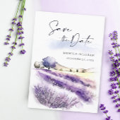 水彩紫色薰衣草花田婚礼 セーブザデート