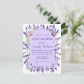 水彩紫色藤フローラベビシャワーシック 招待状 (スタンド正面)