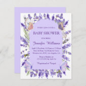 水彩紫色藤フローラベビシャワーシック 招待状 (正面/裏面)