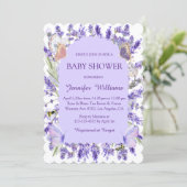 水彩紫色藤フローラベビシャワーシック 招待状 (スタンド正面)