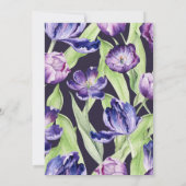 水彩紫色郁金香花框婴儿派对 招待状 (裏面)