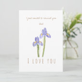 水彩紫色鸢尾花问候卡 招待状 (スタンド正面)