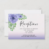 水彩紫花と緑の披露宴 招待状 (正面)