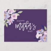水彩紫花幸せな母の日  シーズンポストカード (正面)