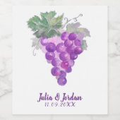 水彩紫葡萄クラスタアート結婚ズ ワインラベル (シングルラベル)