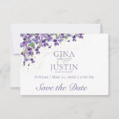 水彩紫藤ウェディング・セーブ・ザ・デートカード セーブザデート (正面)