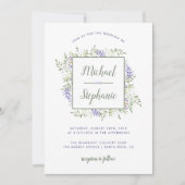 水彩紫藤フレームの結婚式招待状 招待状 (正面)