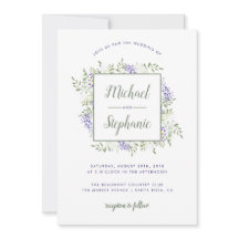 水彩紫藤フレームの結婚式招待状