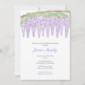 水彩紫藤ブライダルシャワーパーティー 招待状 (正面)
