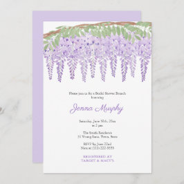 水彩紫藤ブライダルシャワーパーティー 招待状