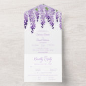 水彩紫藤 ライラック 紫 フラワーのウェディング オールインワン招待状 (内側)