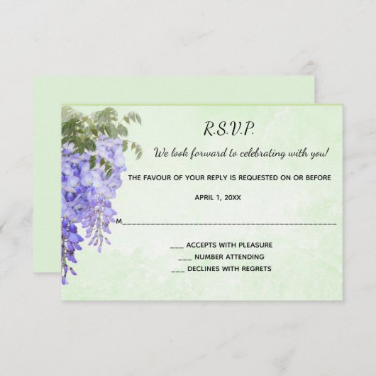 水彩紫藤 出欠カード (正面/裏面)