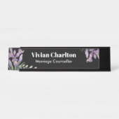 水彩紫虹彩植物性フローラ絵画ズ デスクネームプレート (正面)