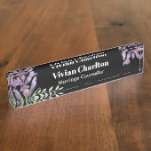 水彩紫虹彩植物性フローラ絵画ズ デスクネームプレート (側面)