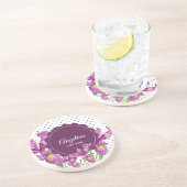 水彩紫虹彩植物水玉模様 コースター (側面)