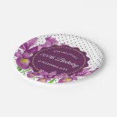 水彩紫虹彩植物水玉模様 ペーパープレート (アングル)