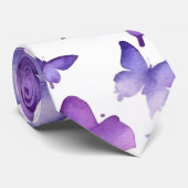 水彩紫蝶鮮やか類 ネクタイ (ロール)