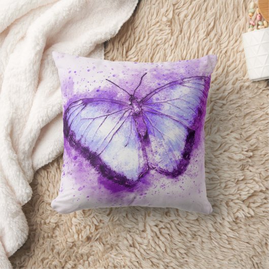 水彩紫蝶 クッション (ブランケット)