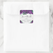 水彩紫釉バラ結婚ズ スクエアシール (バッグ)