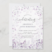 水彩紫野草の誕生パーティー 招待状 (正面)