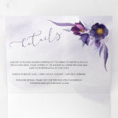 水彩紫金ゴールドピンクフローラ結婚ズ 三つ折り招待状 (内部最初)