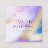 水彩紫金ゴールド抽象芸術書道台本 スクエア名刺 (正面)