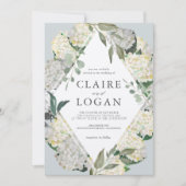 水彩紫陽花ほこりっぽいブルーランバスズ結婚ーズ 招待状 (正面)