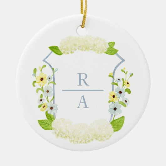 水彩紫陽花クレストボトルステッカー セラミックオーナメント (正面)