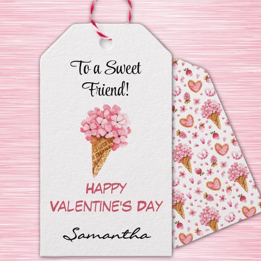 水彩紫陽花ハッピーヴァレンティーンズデイフレンド ギフトタグ