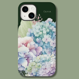 水彩紫陽花パーソナライズされた緑 Case-Mate iPhone 14ケース