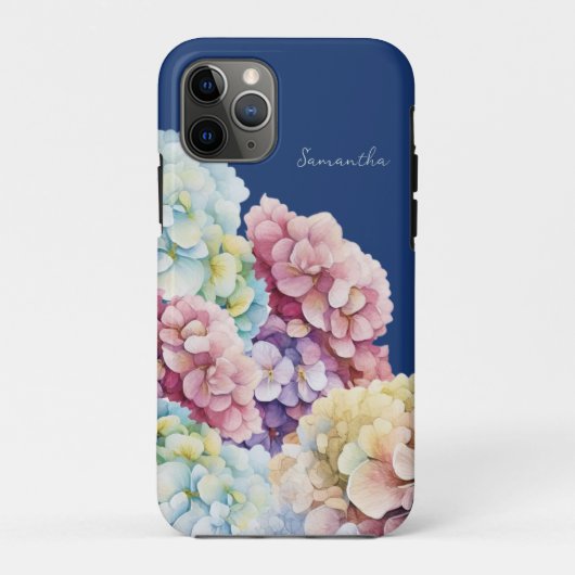 水彩紫陽花パーソナライズされた青 Case-Mate iPhoneケース (裏面)