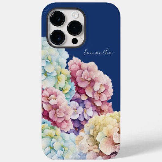 水彩紫陽花パーソナライズされた青 Case-Mate iPhoneケース (裏面)