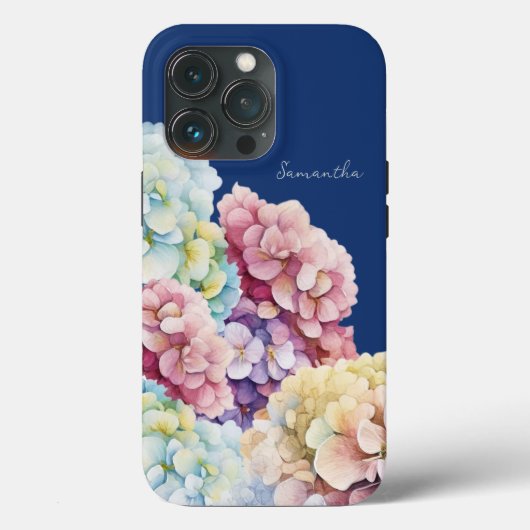 水彩紫陽花パーソナライズされた青 Case-Mate iPhoneケース (裏面)