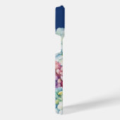 水彩紫陽花パーソナライズされた青 iPhoneケース (右側面)