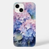 水彩紫陽花ピンクパープルネームテンプレート Case-Mate iPhoneケース (裏面)