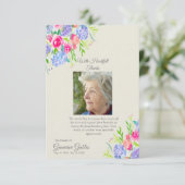 水彩紫陽花フォト葬儀ありがとう サンキューカード (スタンド正面)