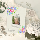 水彩紫陽花フォト葬儀ありがとう サンキューカード