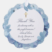 水彩紫陽花フレームバプテスマサンキューカード オーナメントカード (裏面)