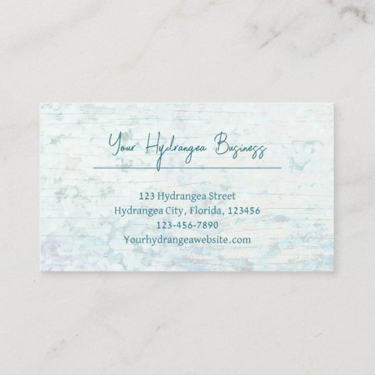 水彩紫陽花フローラティール(緑がかった色)カントリーウッド 名刺 (裏面)