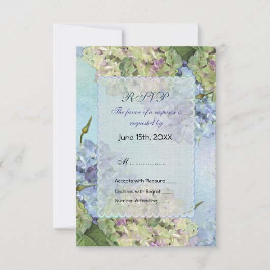 水彩紫陽花フローラ結婚ズ – RSVP (正面)