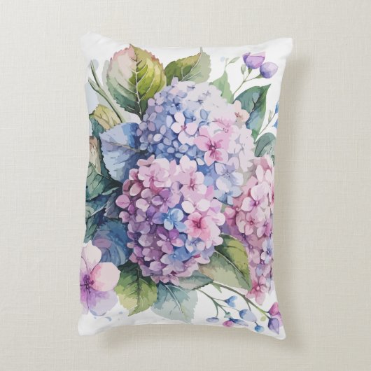 水彩紫陽花ブーケ装飾用クッションクッション アクセントクッション (裏面(縦))