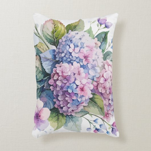 水彩紫陽花ブーケ装飾用クッションクッション アクセントクッション (正面(垂直))