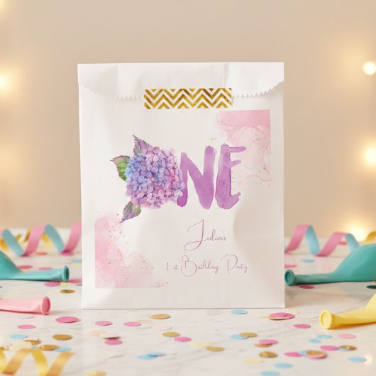 水彩紫陽花第1誕生日 フェイバーバッグ
