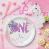 水彩紫陽花第1誕生日 ペーパープレート (パーティー)