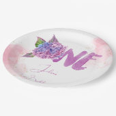 水彩紫陽花第1誕生日 ペーパープレート (アングル)